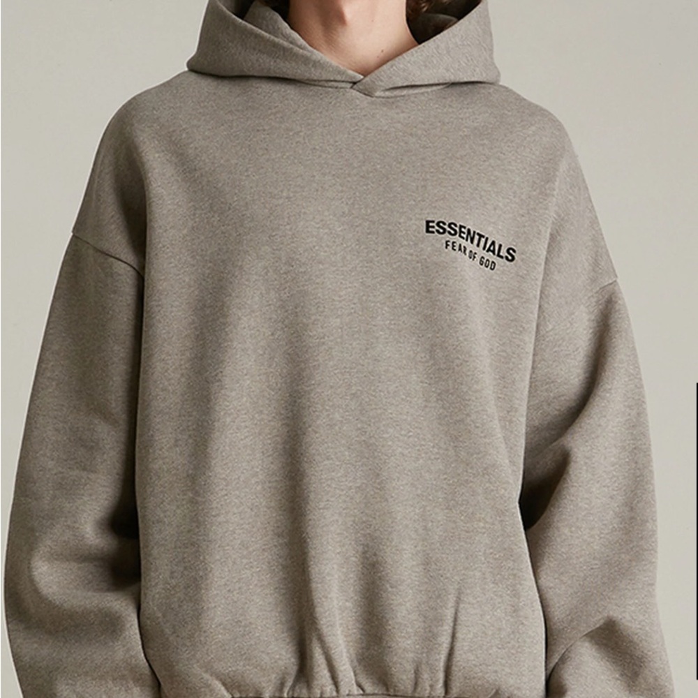 Essentials fear of god dark oatmeal grey hoodie new inn bag xl fit like xl